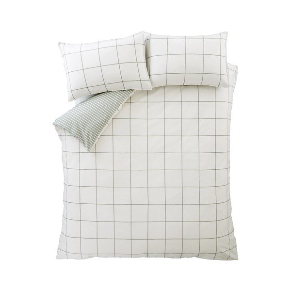 Zelena/krem flanelska posteljina za krevet za jednu osobu 135x200 cm Brushed Regal Check – Bianca