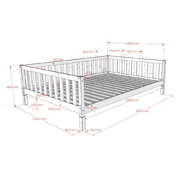 Dječji krevet od masivnog bora s podnicom 140x200 cm u prirodnoj boji Dallas – Vipack-image-4