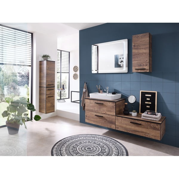 Smeđi viseći kupaonski ormarić u dekoru hrasta 30x70 cm - Pelipal-image-4