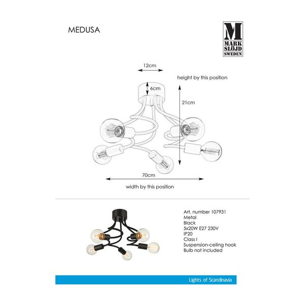 Crna stropna svjetiljka Markslöjd Medua Ceiling 5L-image-1
