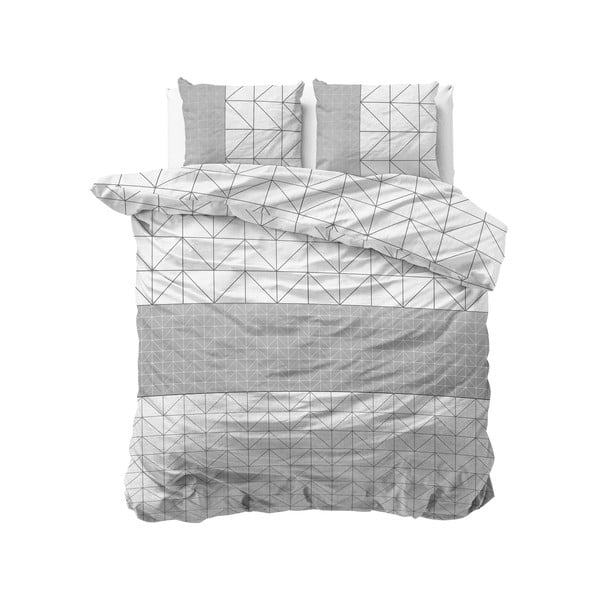 Bijelo-siva flanel posteljina Sleeptime Gin, 200 x 220 cm