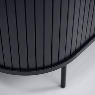 Crni ormarić u dekoru hrasta s kliznim vratima 100x118 cm Nola – Unique Furniture