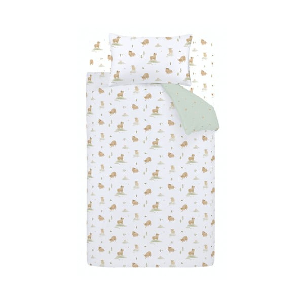 Bijela/zelena pamučna dječja posteljina za bračni krevet 200x200 cm Mini Moo Cow – Bianca