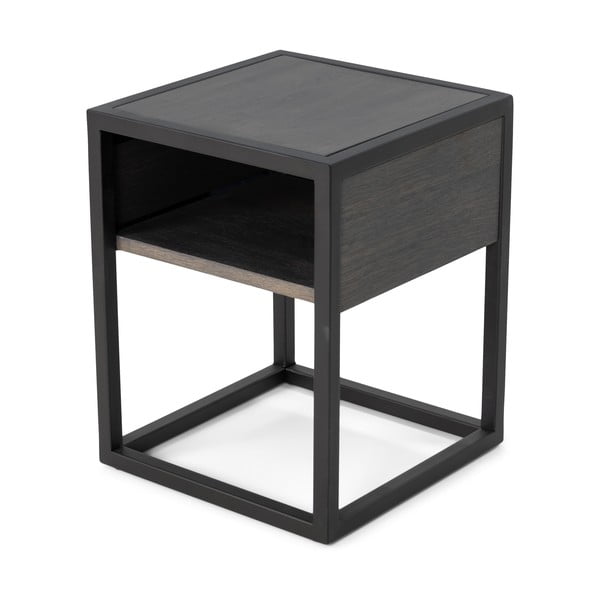 Crni/sivi noćni ormarić s hrastovom pločom stola s policama Diva – Spinder Design