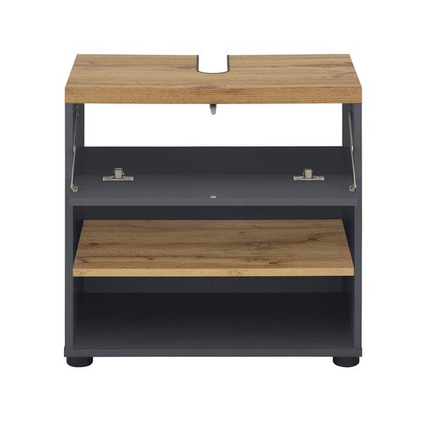 Antracitno sivi ormarić za ispod umivaonika u dekoru hrasta 60x57 cm Thessa – Støraa-image-2