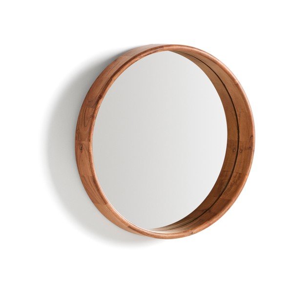 Zidno ogledalo s okvirom od masivnog drveta ø 49,5 cm Berale – Kave Home-image-1