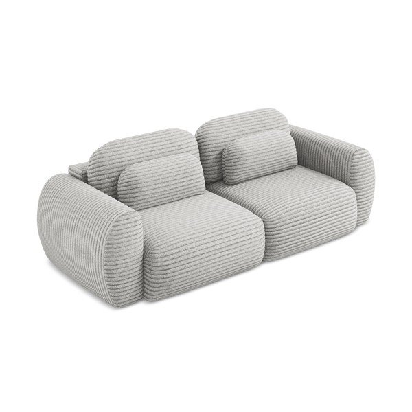 Svijetlo siva sklopiva/s prostorom za pohranu sofa od samta 266 cm Kini – Makamii-image-2