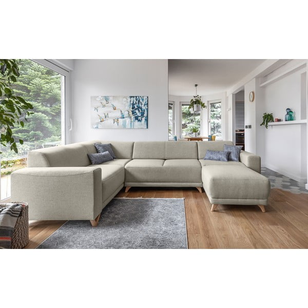 Bež sklopiva/s prostorom za odlaganje kutna garnitura (s lijevim kutom/u obliku slova "U") Classy Sophie – Miuform-image-1