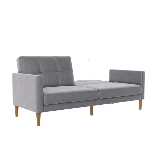 Svijetlo siva baršunasti sklopiva sofa 207 cm Lilly – Støraa-image-4