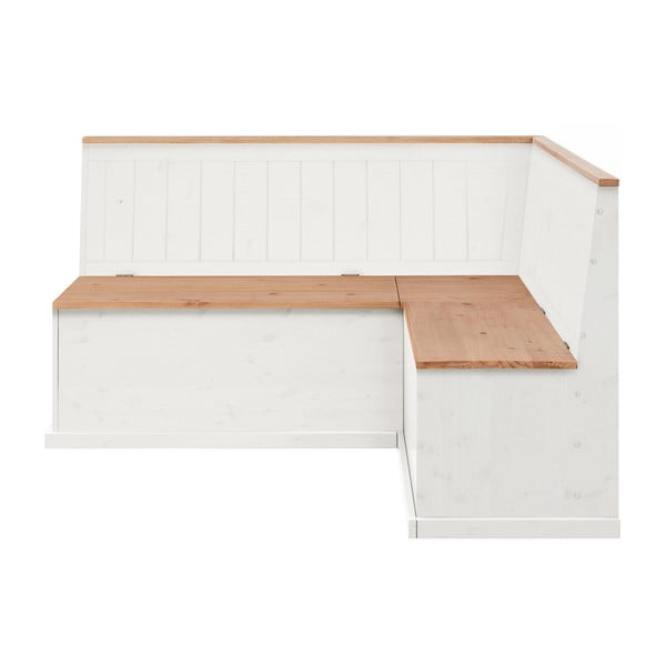 Bijela varijabilna kutna klupa od borovine s prostorom za pohranu Støraa Sili