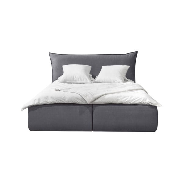 Bračni krevet presvučen tamno sivim samtom s prostorom za pohranu s podnicom 160x200 cm Jade - Bobochic Paris