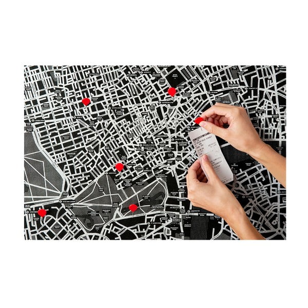 Crna zidna karta Europe Palomar Pin World, 100 x 80 cm-image-3