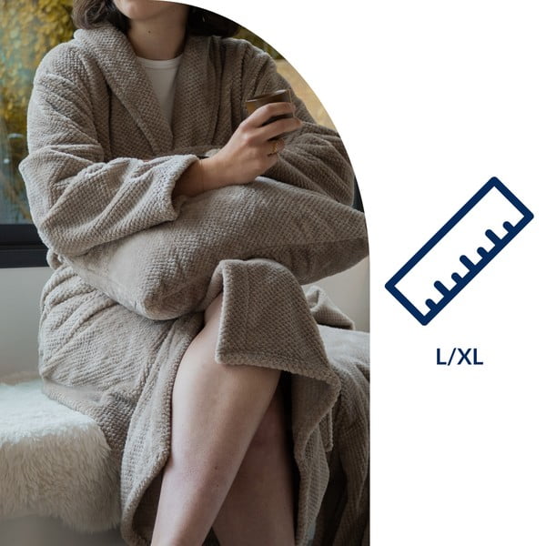 Smeđe-sivi kućni ogrtač od mikropliša L/XL Pippa – Tiseco Home Studio-image-4