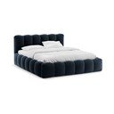 Tamno plavi tapecirani bračni krevet s prostorom za odlaganje s podnicom 160x200 cm Lupine – Micadoni 