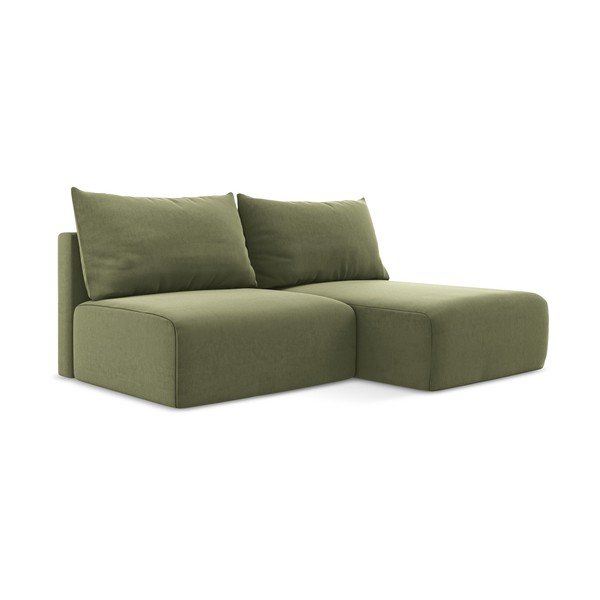 Zelena baršunasti sklopiva/s prostorom za odlaganje kutna garnitura (s desnim kutom/s ležaljkom) Kalena – Makamii-image-2