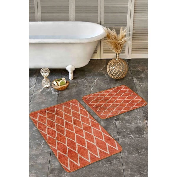 Od samta kupaonske prostirke u setu 2 kom boja terakote 60x100 cm – Mila Home-image-4