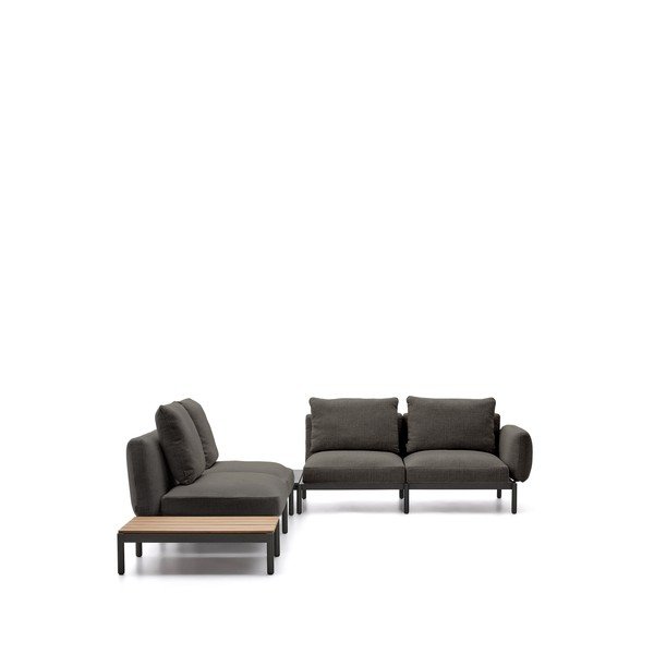 Tamno siva podstavljena vrtna sofa (u obliku slova L) Sorells – Kave Home-image-4