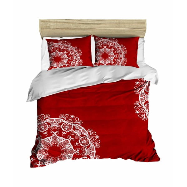 Crvena satenska posteljina za bračni krevet/za produženi krevet 200x220 cm – Mijolnir