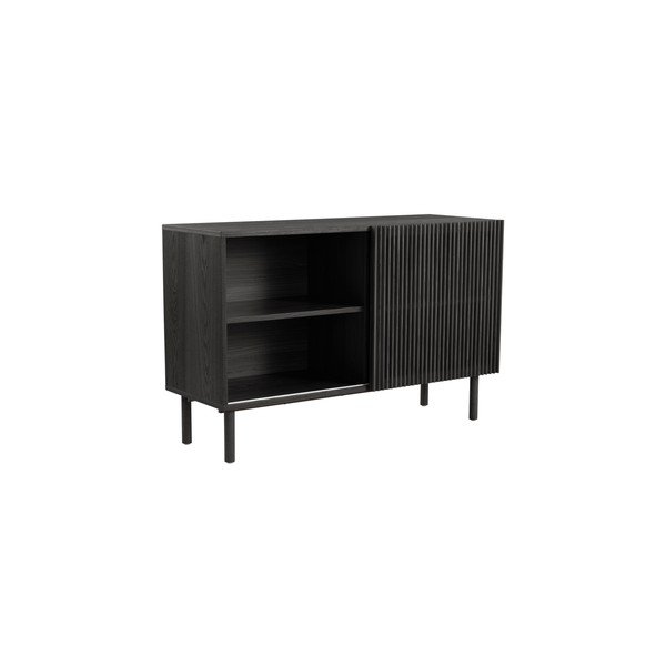 Crni ormarić u dekoru jasena s kliznim vratima 124x80x45 cm Sion – Jotex-image-3