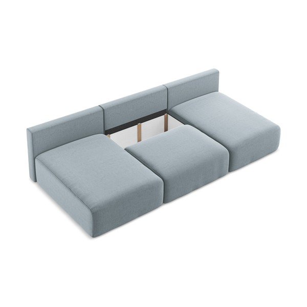 Plava baršunasti sklopiva/s prostorom za odlaganje kutna garnitura (u obliku slova "U") Kalena – Makamii-image-4