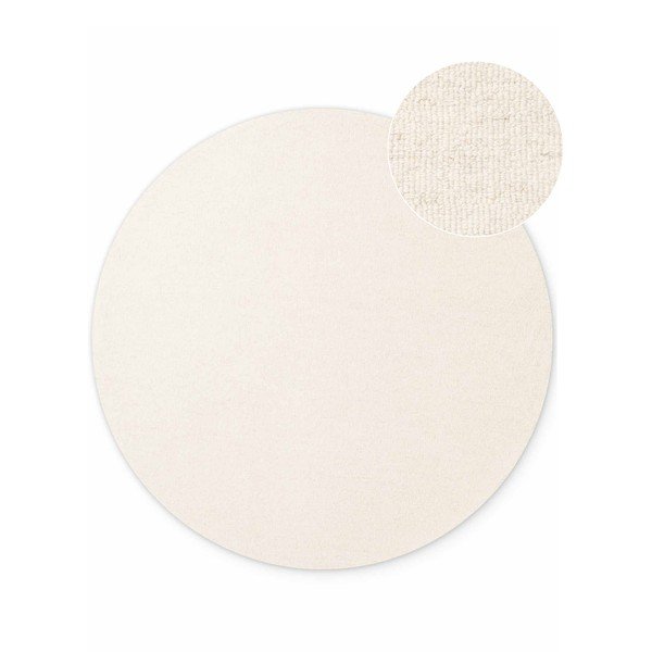 Krem ručno rađen vunen okrugao tepih ø 160 cm Puristic Knots – Elle Decoration