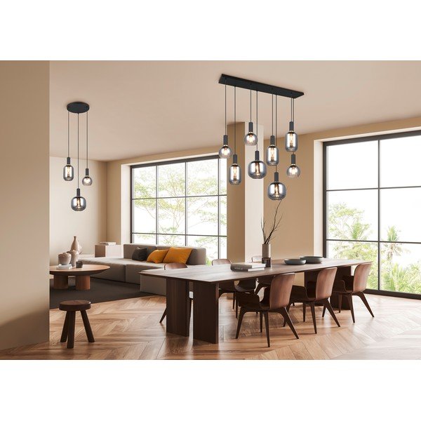 Crna viseća svjetiljka sa staklenim sjenilom Diva – Trio-image-3