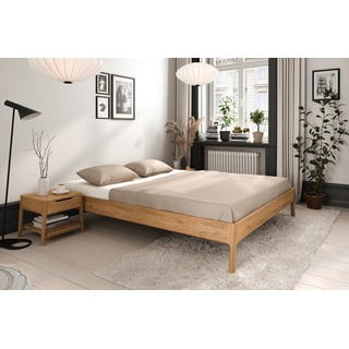 Bračni krevet od punog hrasta 140x200 cm u prirodnoj boji Twig – The Beds