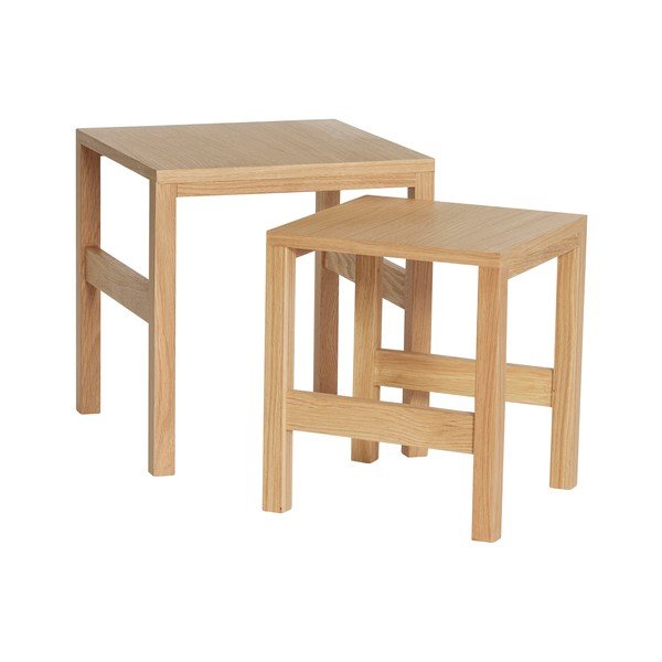 Pomoćni stolići u setu 2 kom u dekoru hrasta 40x40 cm Puzzle – Hübsch-image-2