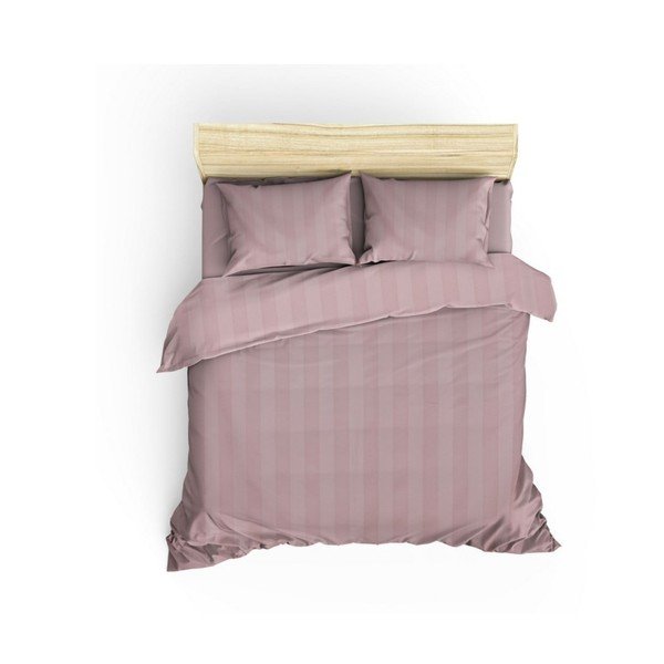 Ružičasta bračna posteljina s plahtom od pamučnog satena Hobby Wafel, 200 x 220 cm