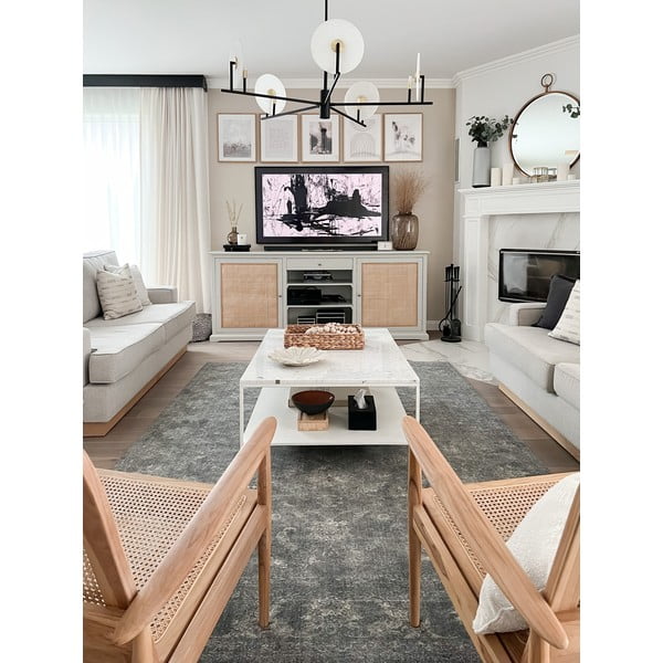 Sivi vuneni tepih 230x340 cm Calisia Vintage Flora – Agnella-image-4