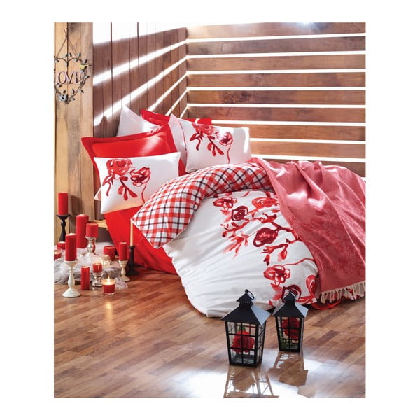 Božićne pamučne plahte s plahtama za bračni krevet Daraya, 200 x 220 cm