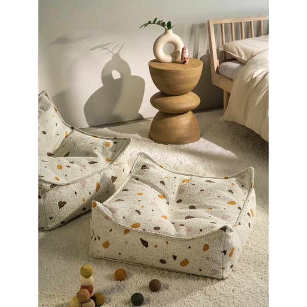 Bijela vreća za bebe od bouclé tkanine/od šenila Terrazzo Square – Wigiwama-image-1