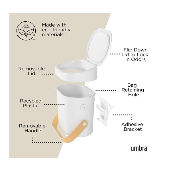 Bijela kanta za bio otpad 4 l Bellwood – Umbra-image-3