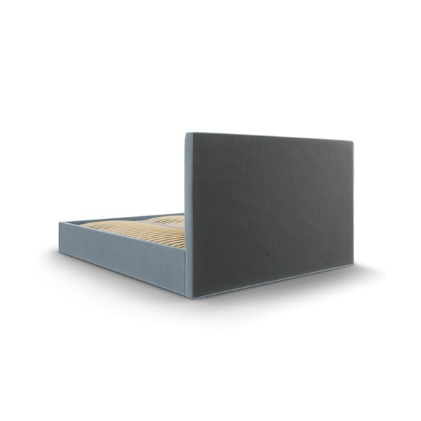 Svijetloplavi baršunasti bračni krevet Mazzini Kreveti Juniper, 180 x 200 cm-image-4