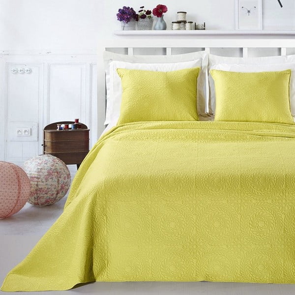 Žuto-zeleni set posteljine od DecoKing Elodie mikrovlakana, 220 x 240 cm