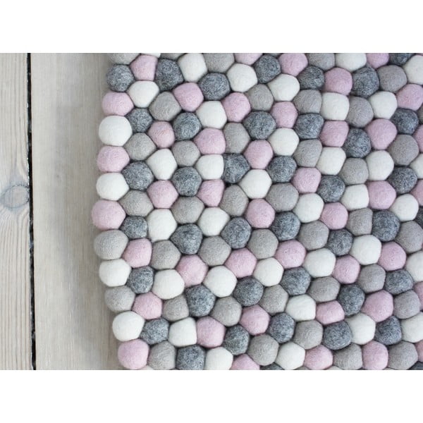Svjetloružičasto-sivi tepih od vunenih pompona Wooldot Ball Rugs, ⌀ 200 cm