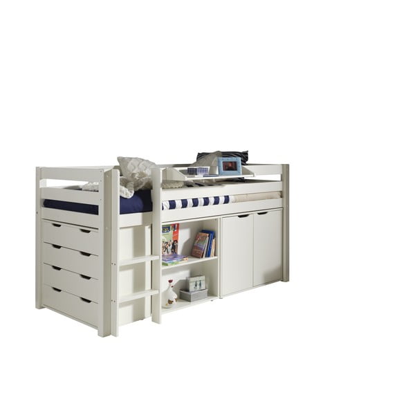 Bijeli povišeni dječji krevet od borovine 90x200 cm PINO - Vipack-image-2