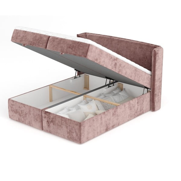 Ružičasti boxspring krevet s prostorom za pohranu 180x200 cm Passion – Maison de Rêve-image-3