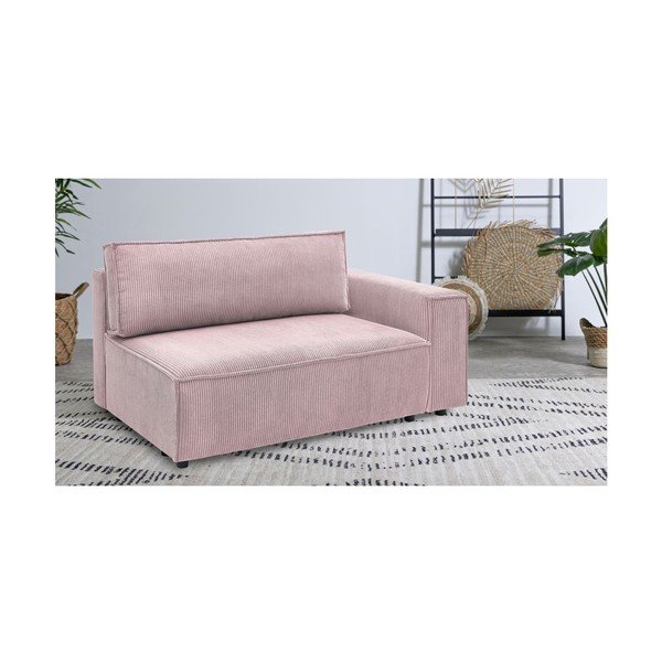 Svijetlo ružičasta modularna sjedeća garnitura od samta (s desnim kutom) Nihad modular – Bobochic Paris-image-1