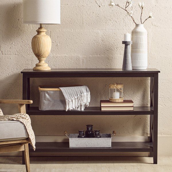 Crni regal od masivnog bora 120x81x40 cm Heritage – Premier Housewares-image-3