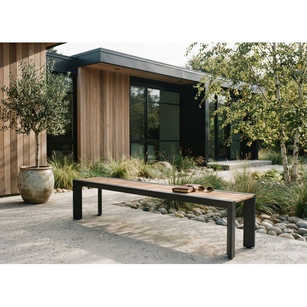 Tamno siva/smeđa metalna vrtna klupa Silea – Garden Pleasure-image-1
