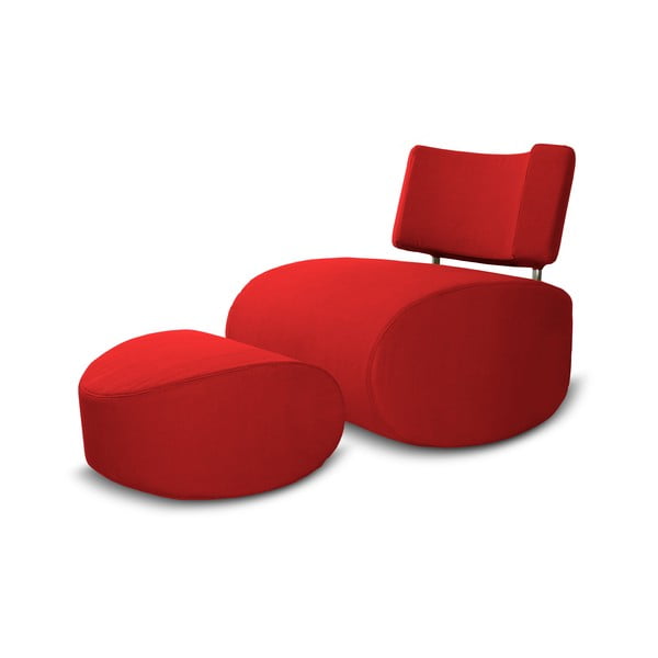 Crvena stolica za ljuljanje s tabureom Softline Apollo