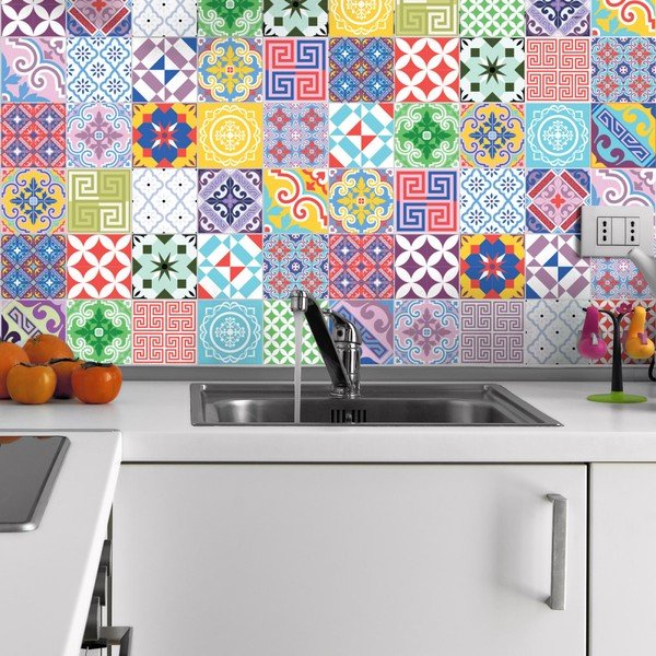 Set od 60 ukrasnih zidnih naljepnica Ambiance Colorful, 20 x 20 cm-image-1