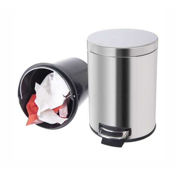 Kanta za smeće od nehrđajućeg čelika s pedalom u sjajno srebrnoj boji 3 l – Orion-image-1