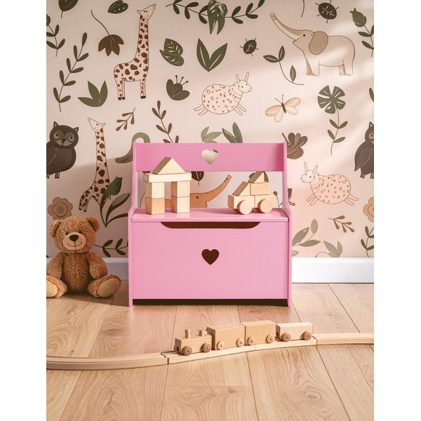 Ružičasti dječji ormar s klupom 60x62x34 cm Pink Heart – Premier Housewares-image-1
