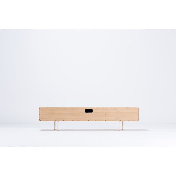 Bijela/u prirodnoj boji TV komoda od punog hrasta 200x48 cm Fina – Gazzda-image-3