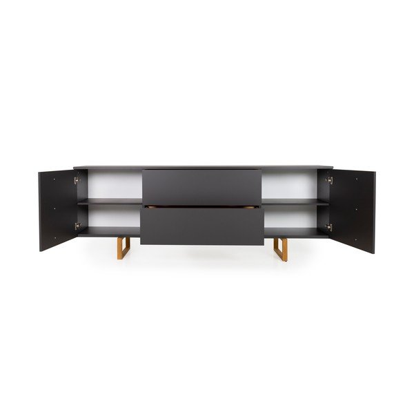 Antracit siva komoda s hrastovim nogama Tenzo Birka, 216 x 78 cm-image-3