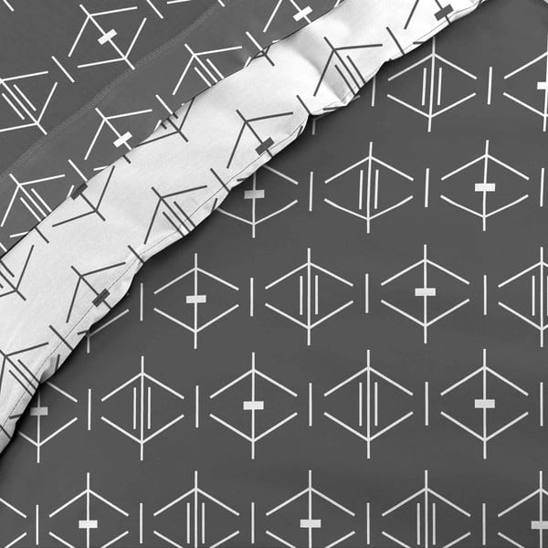 Bijela/tamno siva pamučna navlaka za poplun za bračni krevet/za produženi krevet 240x220 cm Aristide – douceur d'intérieur-image-3