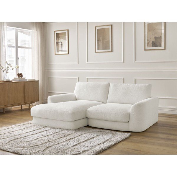 Bijela kutna garnitura od bouclé tkanine (s lijevim kutom/s ležaljkom) Leonore – Bobochic Paris-image-4