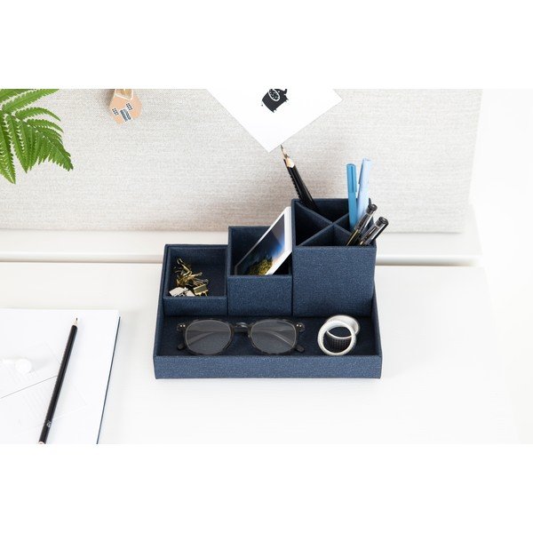 Tamnoplavi 4-dijelni organizator za stol Bigso Box of Sweden Lena-image-1